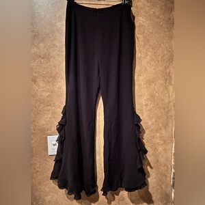 NWT side slit double ruffle black dress pants